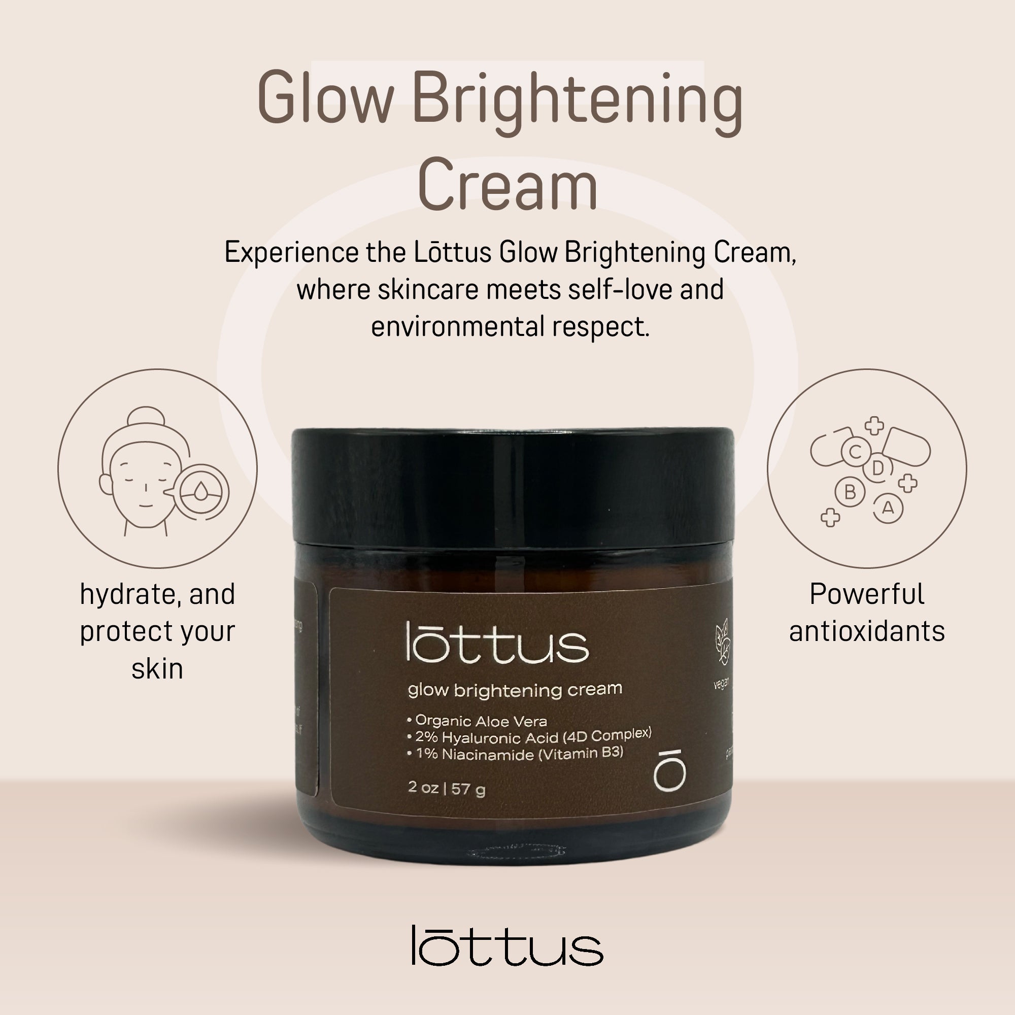 Lōttus Glow Brightening Cream │ 100% Organic, Vegan, Paraben-free