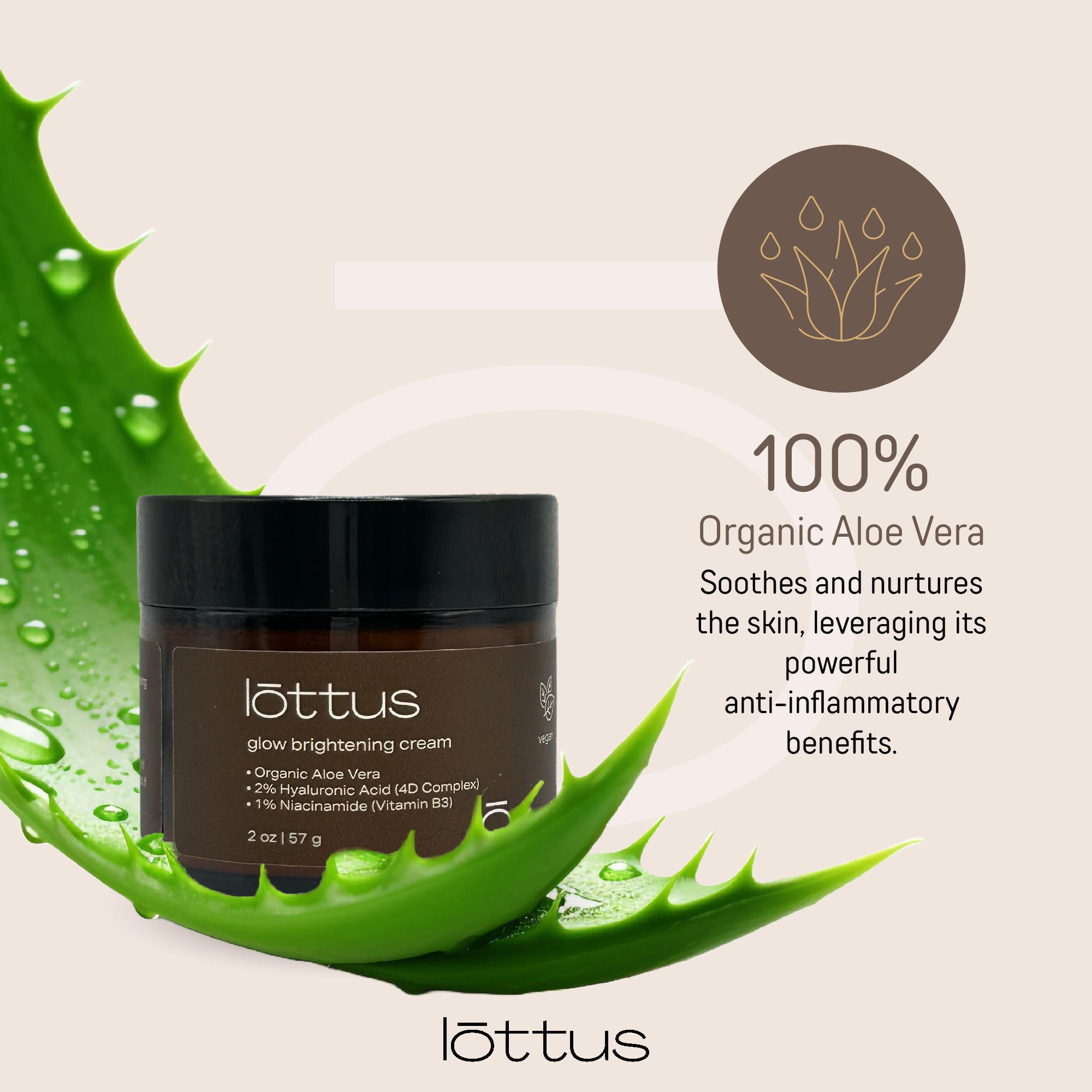 Lōttus Glow Brightening Cream │ 100% Organic, Vegan, Paraben-free