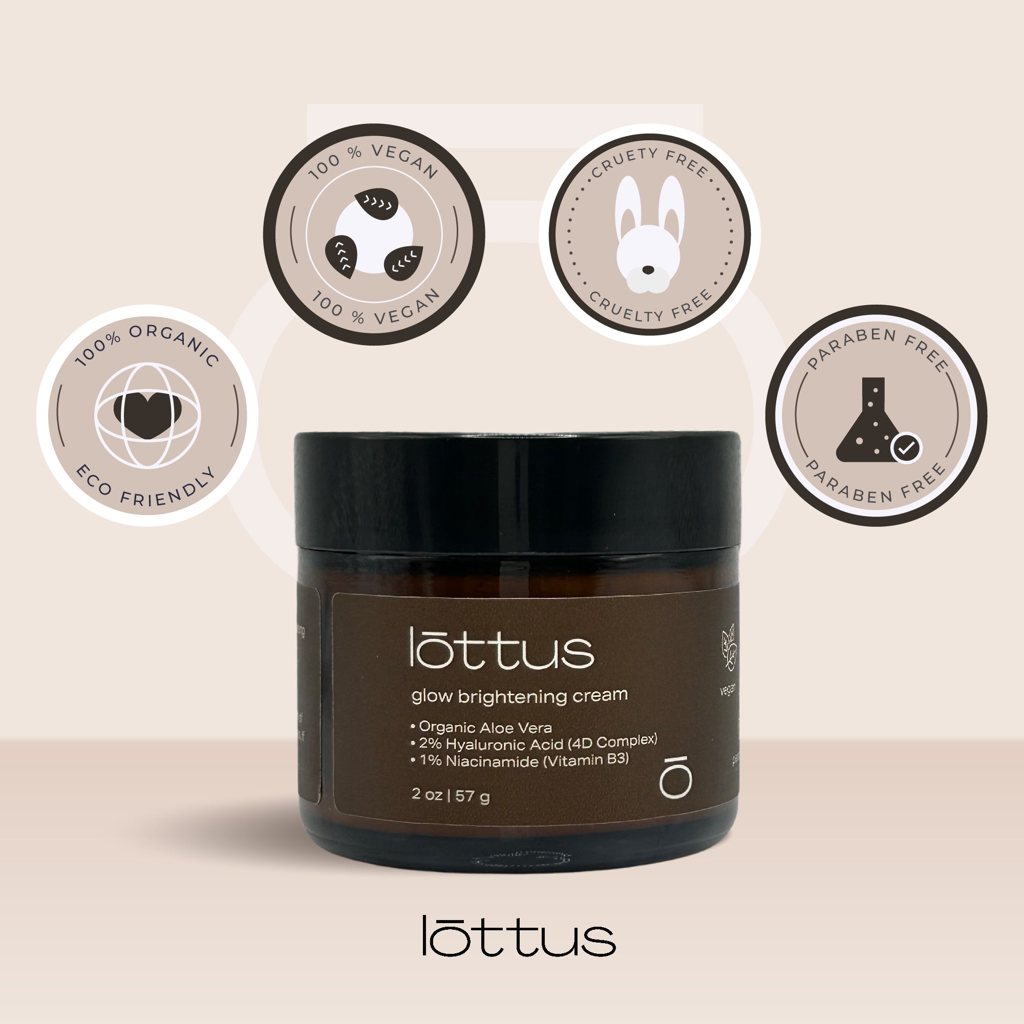 Lōttus Glow Brightening Cream │ 100% Organic, Vegan, Paraben-free